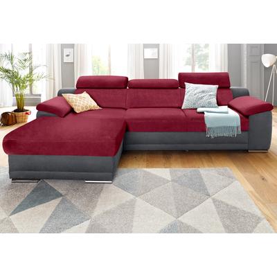 Ecksofa SIT & MORE "Xenia L-Form", rot (dunkelgrau, bordeaux), B:271cm H:94cm T:168cm, Luxus-Microfaser ALTARA NUBUCK (100% Polyester) / Struktur (100% Polyester), Luxus-Kunstleder / Struktur (100% Polyester), Sofas, wahlweise mit Bettfunktion Image