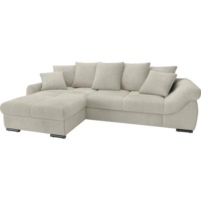 Ecksofa MR. COUCH "Livorno DuraFlex L-Form", beige (novaclean avanti 6 taupe), B:266cm H:66cm T:188cm, Novaclean Avanti (100% Polyester), Sofas, inkl. Hochschläfer-Bettauszug, XL-Bettkasten weiß beschichtet Image