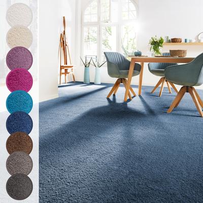 Teppichboden ANDIAMO "Sophie, Frisee-Velours, Made in Netherlands", blau (dunkelblau), B:400cm H:12mm L:1500cm, Kunstfaser, Teppiche, Uni Farben, Breite 400 cm oder 500 cm, strapazierfähig & pflegeleicht Image