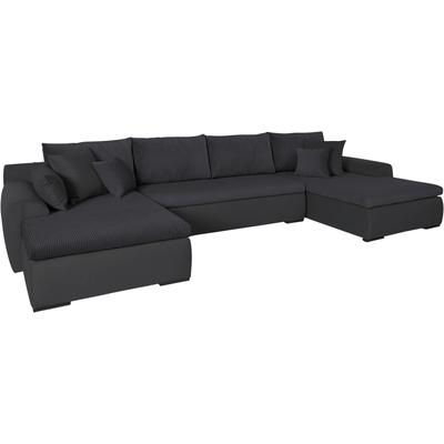 Wohnlandschaft HOME AFFAIRE "Win U-Form", schwarz (anthrazit, schwarz), B:366cm H:85cm T:176cm, 100% Polyester, Sofas, wahlweise mit Bettfunktion und Bettkasten, Topseller Image