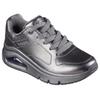 Sneaker SKECHERS "UNO ICON - LUSTROUS AIR", Damen, Gr. 36, grau, Leder, metallic, modisch, Schuhe, Keilsneaker, Plateausneaker, Schnürschuh im Metallic Look