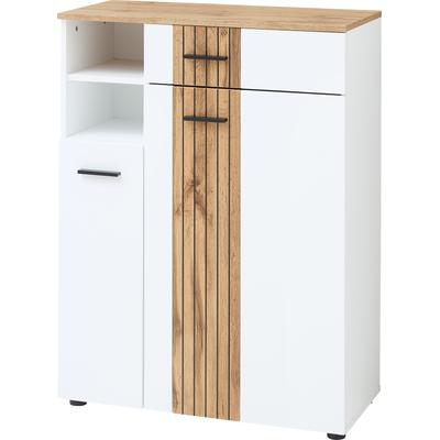 Schuhschrank INNOSTYLE "Schuhschrank Sparks, 80x106x38cm (B/H/T)", weiß, B:80cm H:106cm T:38cm, Holzwerkstoff, MDF, Schränke, 2 türig, 1 Schubkaste, 1 offene Fächer, Softclose Image