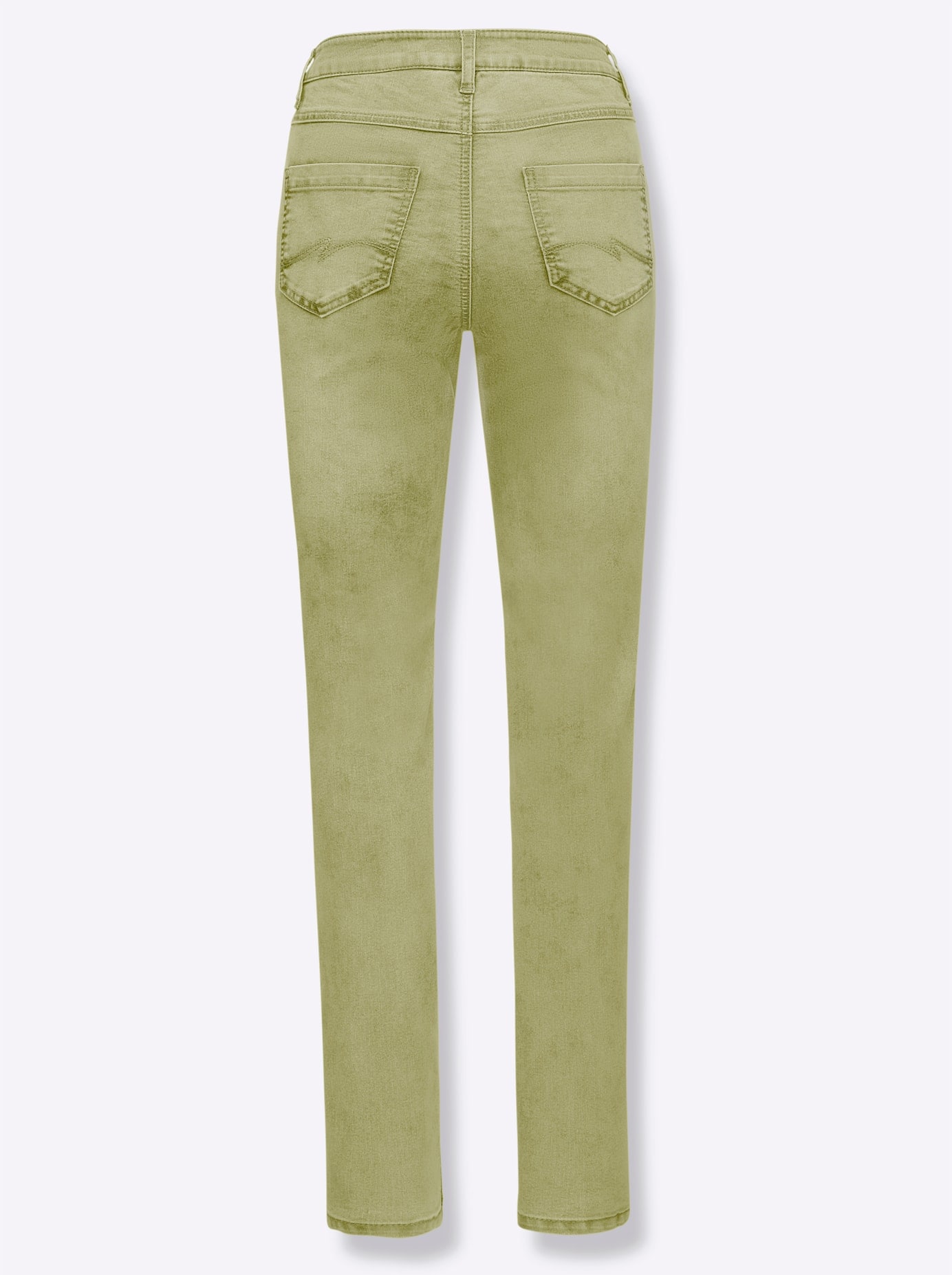 5-Pocket-Jeans CASUAL LOOKS, Damen, Gr. 50, Normalgrößen, grün (lindgrün), 72% Baumwolle, 25% Polyester, 3% Elasthan, unifarben, lang, Jeans 5-Pocket-Jeans