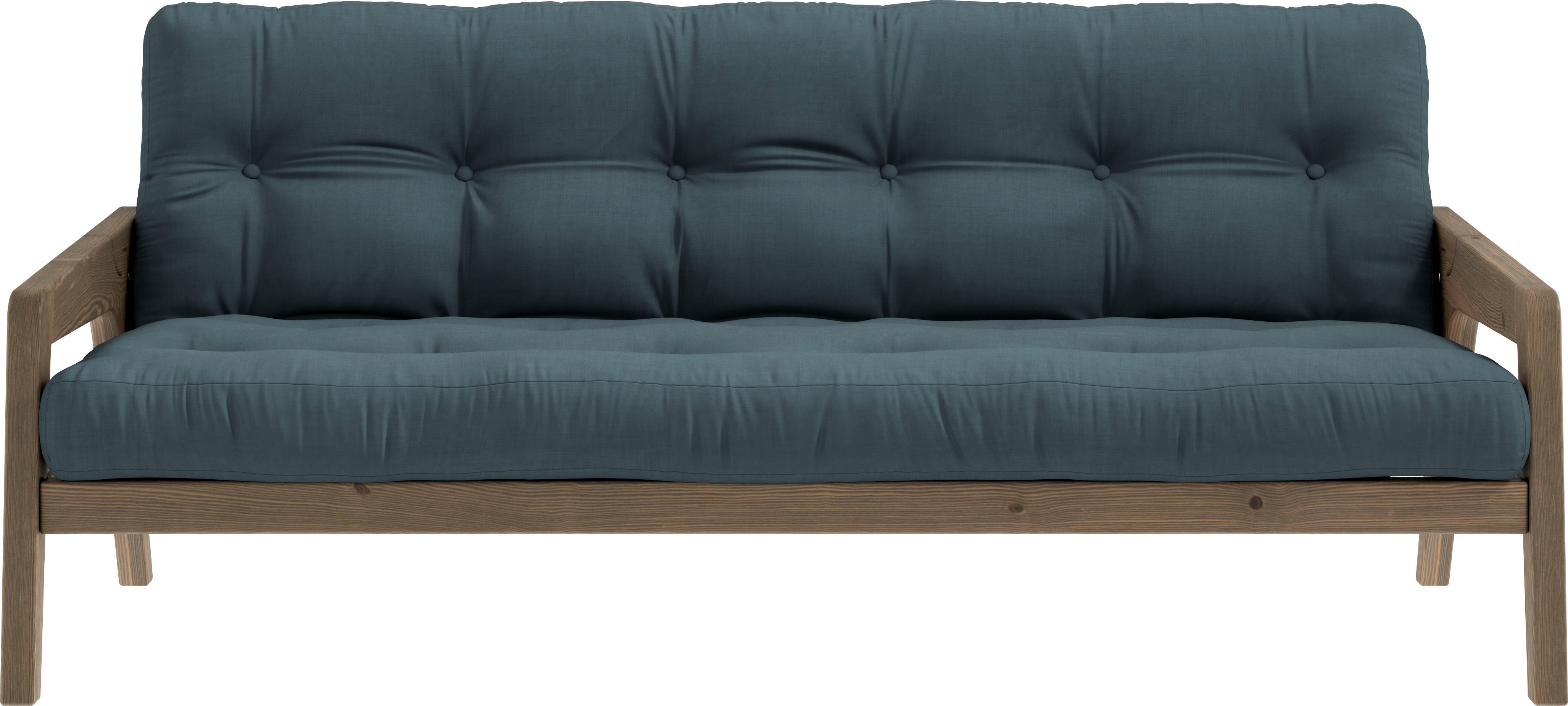 Schlafsofa KARUP DESIGN, blau (petrolblau), B:204cm H:40cm T:90cm, 80% Baumwolle + 20% polyester, Sofas, Schlafsofa, Mit Holzstruktur, inkl. Futonmatratze, Liegefläche 130x190 cm