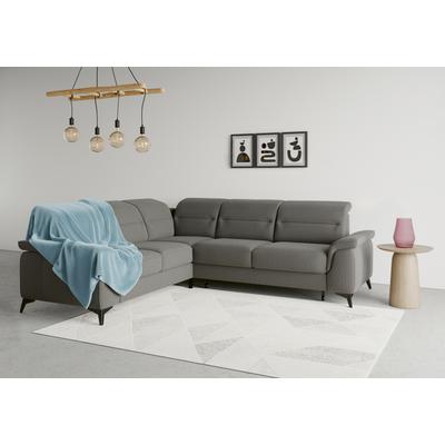 Ecksofa SIT & MORE "Sinatra L-Form", grau, B:251cm H:85cm T:231cm, 90% Polyester, 10% Polyamid, Sofas, optinal mit Kopfteilverstellung und Armteilfunktion, Metallfüße Image