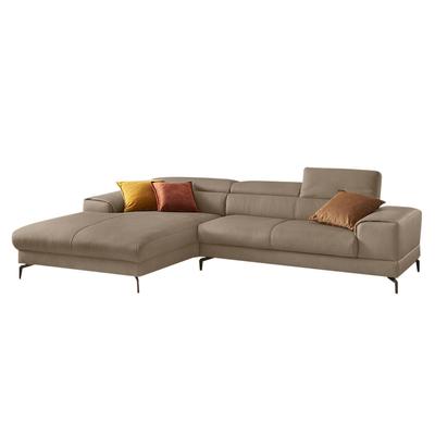 Ecksofa W.SCHILLIG "piedroo, Designsofa mit tollem Sitzkomfort, elegant und bequem, L-Form", braun (stone z59), B:303cm H:70cm T:193cm, Longlife Xtra-Leder Z59: Glattleder mit modischer Prägung. Hautstärke 0, 9 - 1, 1 mm, Sofas, Ecksofa,... Image