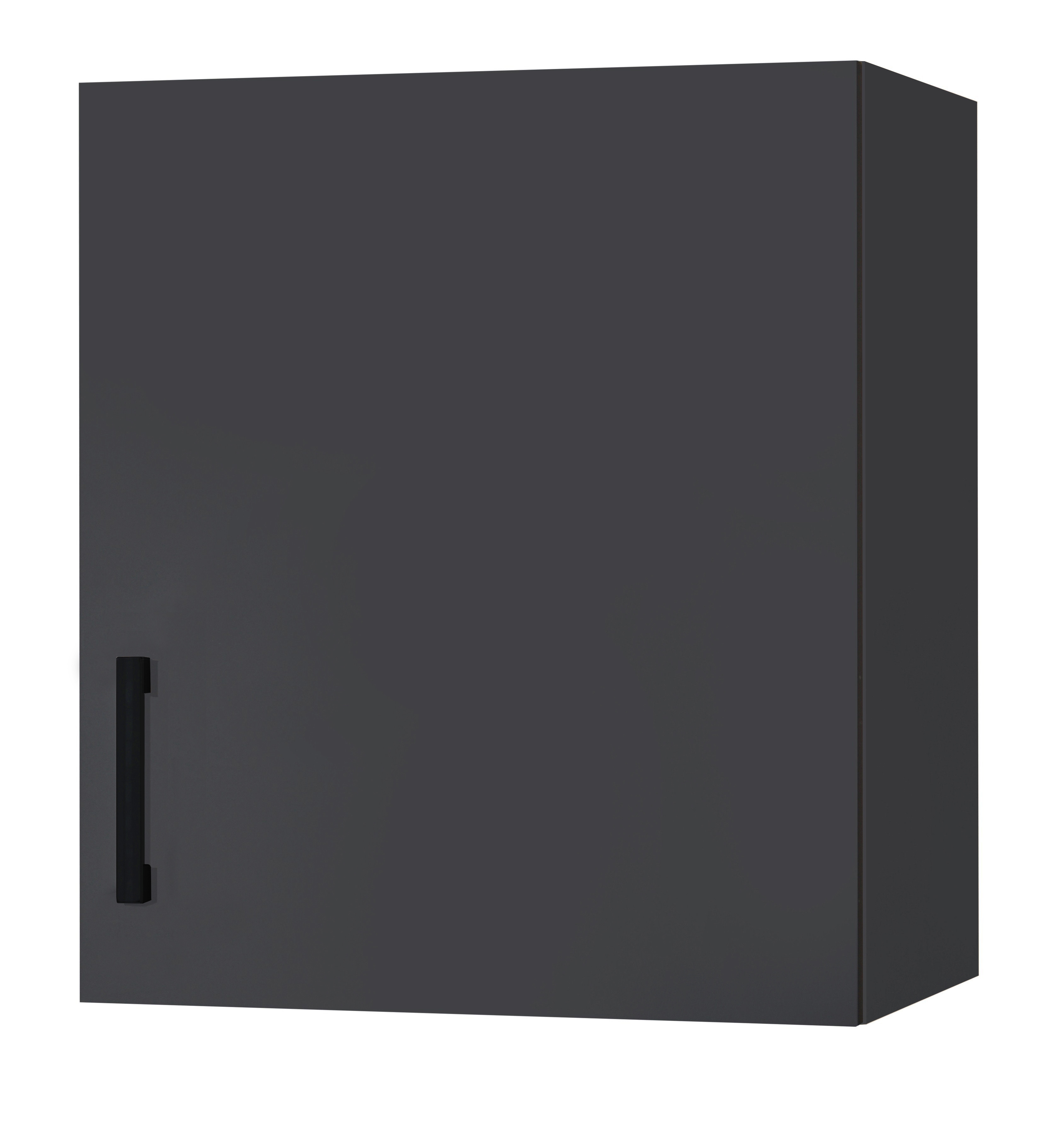 Hängeschrank KOCHSTATION "KS-Toronto, Breite 50 cm", schwarz (anthrazit, grafitgrau), B:50cm H:57cm T:34cm, Spanplatte, Schränke, Hängeschrank