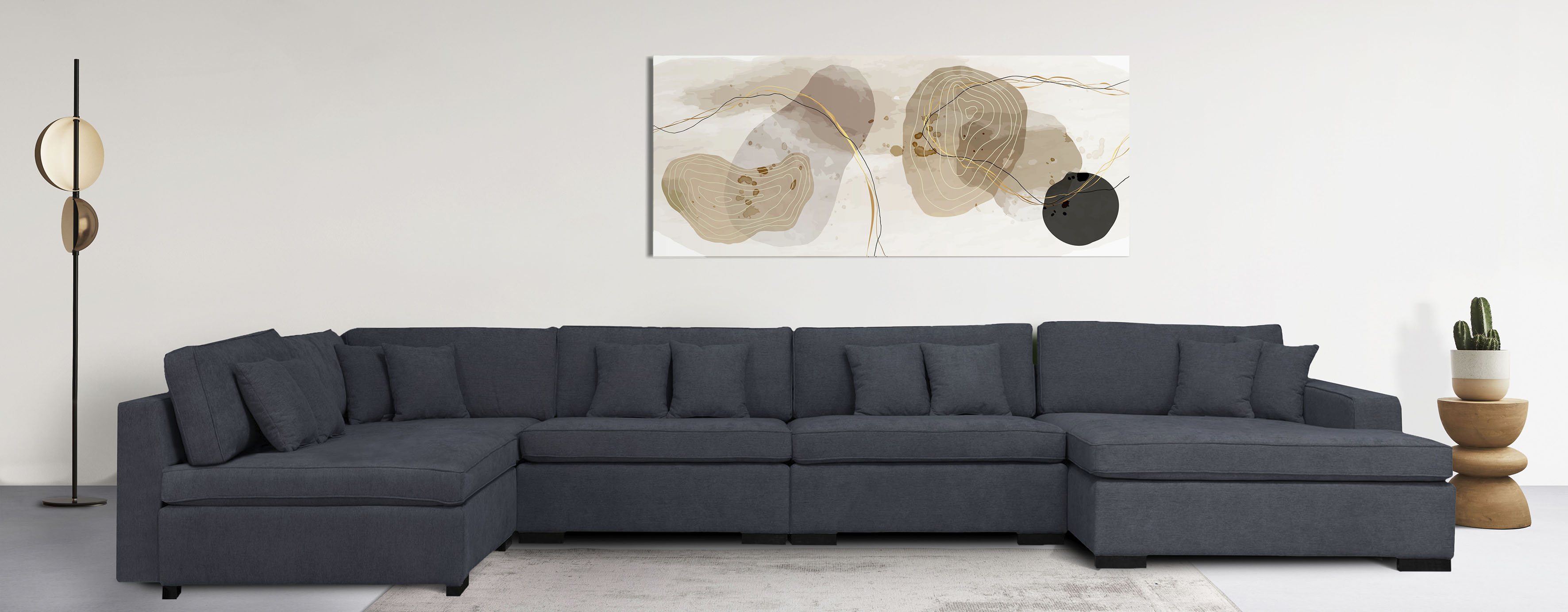 Wohnlandschaft HOME AFFAIRE "Skara XXL U-Form", blau (graublau), B:510cm H:86cm T:250cm, 100% Polyester, Sofas, Wohnlandschaft, Lounge-Sofa XXL mit Federkern-Polsterung, in vielen Bezugsvarianten