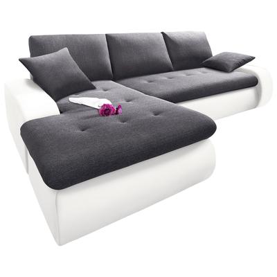 Ecksofa TRENDMANUFAKTUR "Indie, modern und bequem, Materialmix, OTTOs Choice, L-Form", grau (weiß, anthrazit), B:246cm H:86cm T:155cm, Sofas, wahlweise XL oder XXL Image