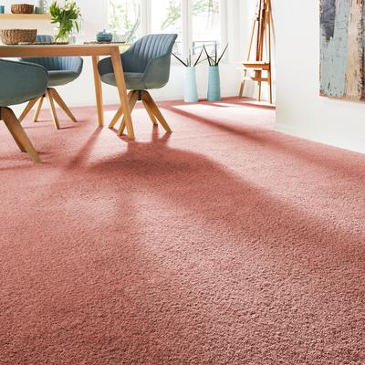 Teppichboden ANDIAMO "Verona, Velours, Made in Belgium", rot (coral), B:400cm H:6mm L:700cm, Kunstfaser, Teppiche, Uni Farben, Breite 400 cm oder 500 cm, strapazierfähig, pflegeleicht Image
