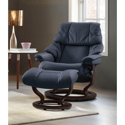 Relaxsessel STRESSLESS "Reno", blau (oxford blau paloma), B:75cm H:96cm T:75cm, Leder BATICK: BATICK ist ein leicht korrigiertes, durchgefärbtes und genarbtes Möbelleder, bei dem die meisten Unebenheiten und Spuren in der Regel entfernt wurden.,... Image