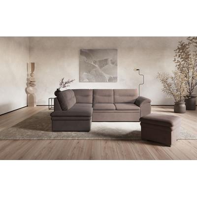 Ecksofa COTTA "Leandra L-Form", braun (schlamm), B:250cm H:88cm T:90cm, NaturLEDER: Bitte beachten Sie, dass Lederbezüge mehr Nähte aufweisen als Stoffbezüge., Kunstleder Softlux, NaturLEDER (echtes Rindsleder) in Sitz und Rücken., Luxus-Microfaser... Image