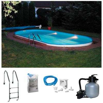 Ovalpool KONIFERA "LANZAROTE 1", weiß, B:320cm H:120cm L:600cm, Schwimmbecken, für den Volleinbau inkl. umfangreichem Zubehör, verschiedene Größen