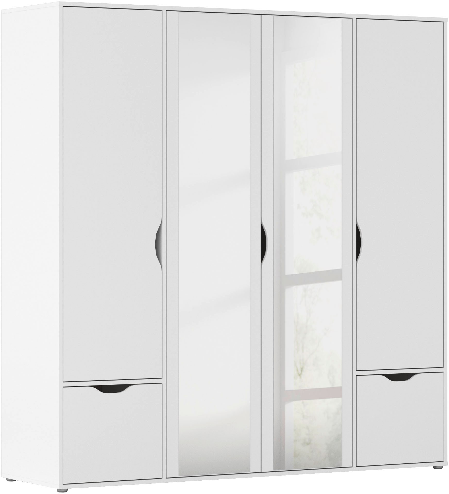 Drehtürenschrank RAUCH "Kleiderschrank Schrank Garderobe Wäscheschrank NARAI mit Schubladen", weiß (alpinweiß), B:187cm H:194cm T:53cm, Holzwerkstoff, Schränke, Griffausfräsungen für eine grifflose Optik TOPSELLER MADE IN GERMANY Image