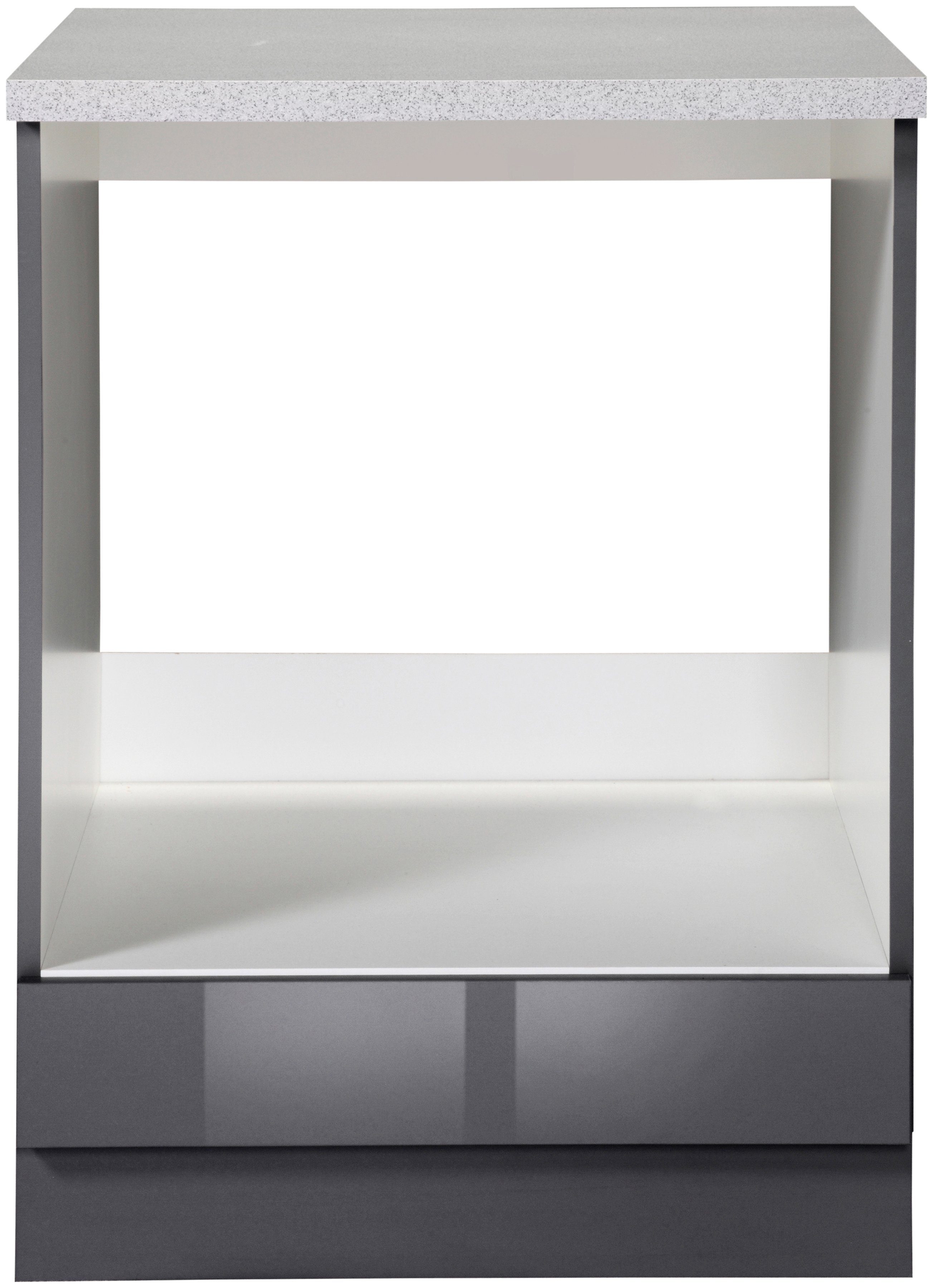 Herdumbauschrank WIHO KÜCHEN "Chicago", grau (front: anthrazit glanz, korpus: anthrazit matt, arbeitsplatte canvas grau), B:60cm H:85cm T:60cm, Schränke, Herdumbauschrank, 60 cm breit