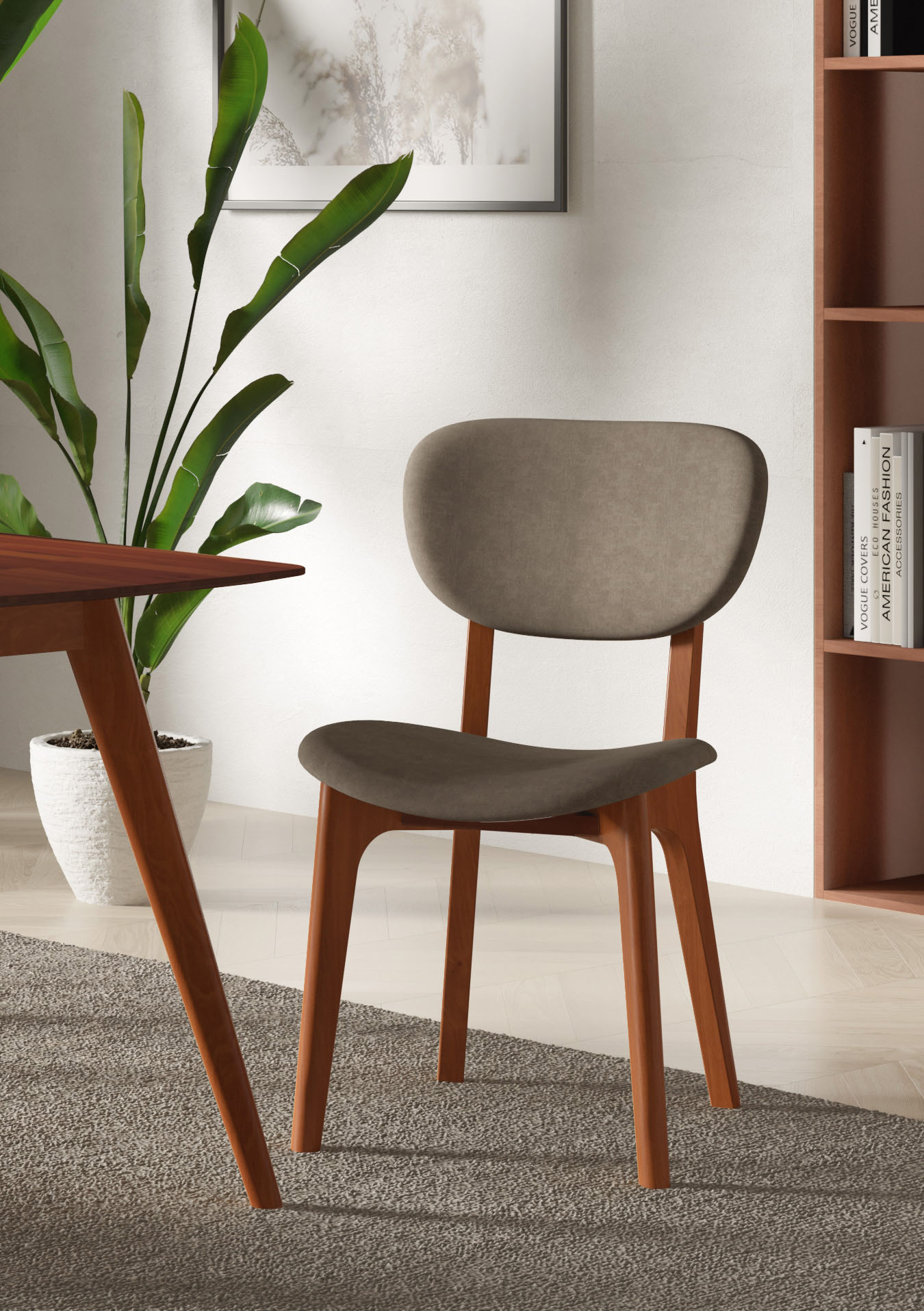 Stuhl INOSIGN "COZY Made in Italy", grau (elephant, kirsch), B:50cm H:88cm T:62cm, Polyester, Stühle, Polsterstuhl Esszimmerstuhl 4-Fuß-Stuhl, Gestell in Buche, Kirsch- oder Nussbaum, Massivholz, Design Stuhl