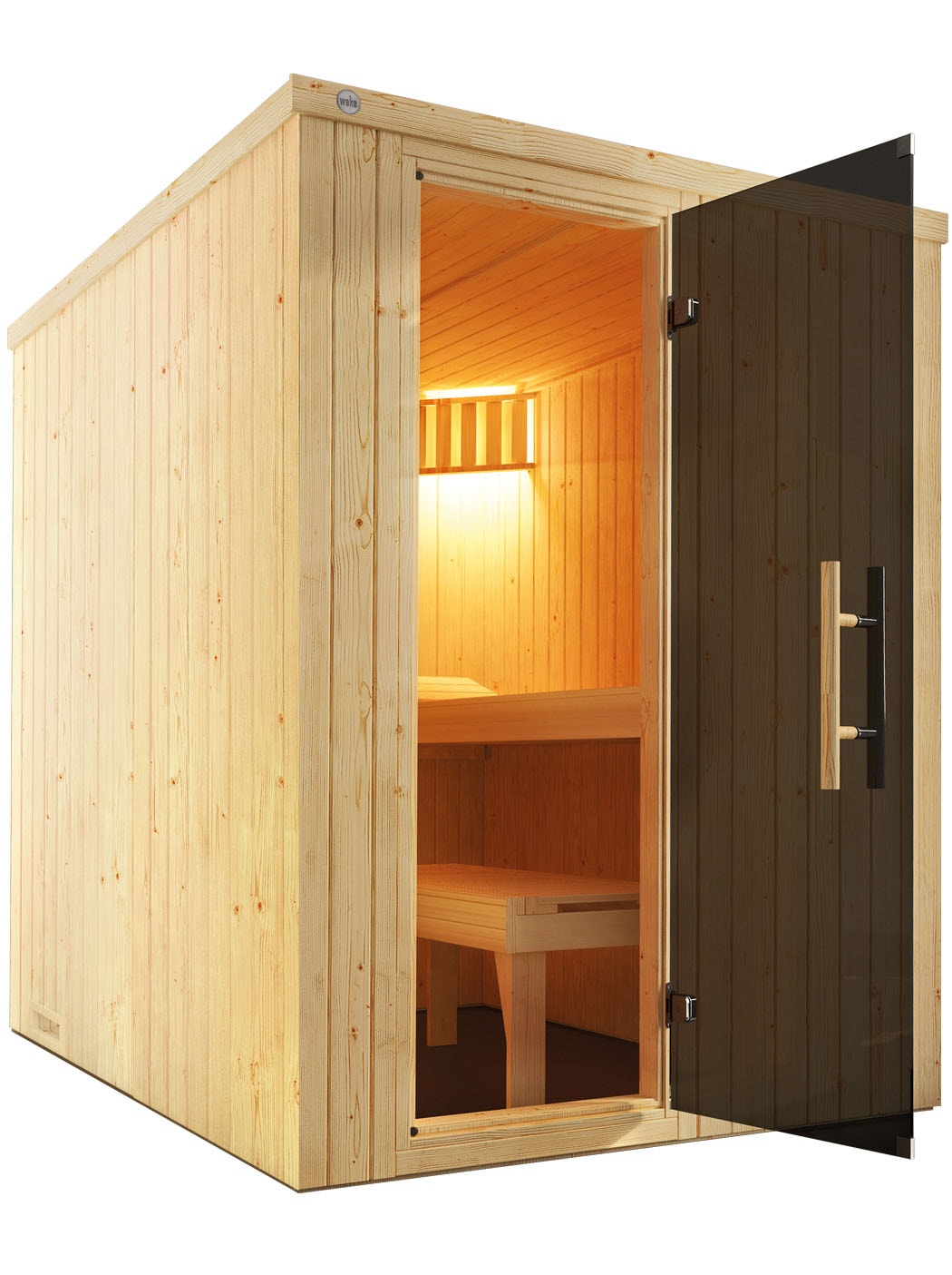 Sauna WEKA "Elementsauna KAARINA 1", beige (natur), Saunaofen, integrierte Steuerung, 3,6 kW, Saunen, platzsparende Nischensauna, moderne Ganzglastür Image