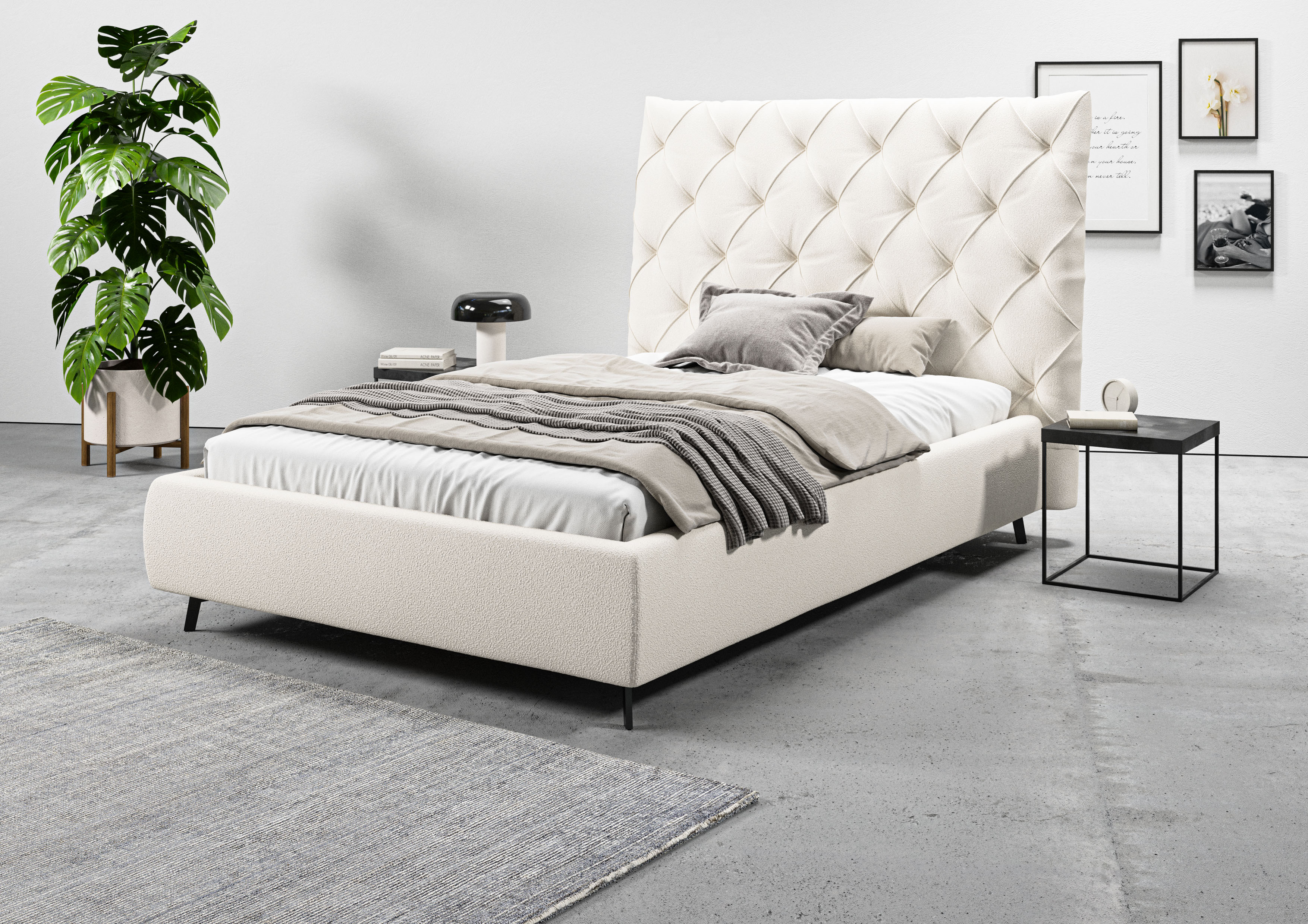 Polsterbett LEONIQUE "Maxime, in 4 Breiten bis 200cm, auch in Leder", weiß, B:176cm H:105cm L:254cm, 96% Polyester, 4% Polyacryl, Betten, Kopfteilhöhe 143 cm, belastbar bis 280 kg, auch in Überlänge 220cm