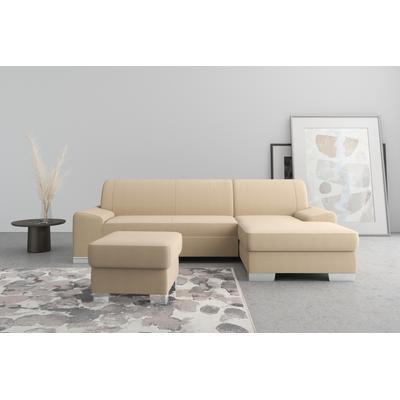 Ecksofa DOMO COLLECTION "Anzio L-Form, whlw. Bettfunktion, Federkern, hochwertig, Breite 271 cm", braun (cappucino), B:271cm H:85cm T:160cm, Sofas, Ohne Bettfunktion, Recamiere links, Luxus-Microfaser, dunkelgrau Image
