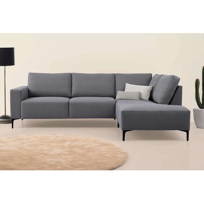Ecksofa HOME AFFAIRE "Tournon, L-Form, Breite 256 cm, Webstoff, Chenille", grau, B:256cm H:85cm T:198cm, 100% Polyester, Sofas, Designsofa im nordischen Stil, Wellenunterfederung, Metallfüße Image