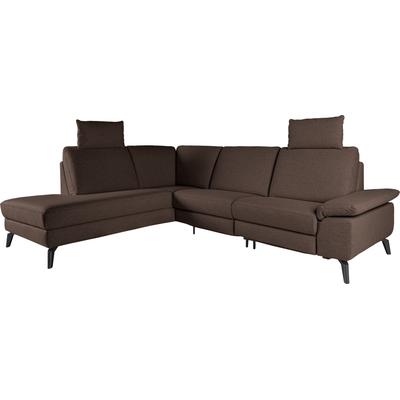 Ecksofa ALINA, braun (dunkelbraun gba 24), B:243cm H:118cm T:210cm, Struktur GBA (100% Polyester), Sofas, inkl. Kopfstützen, wahlweise mit Relaxfunktion, Breite: 243 cm Image