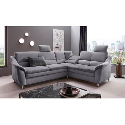 Ecksofa PLACES OF STYLE "Cardoso L-Form", grau, B:249cm H:90cm T:209cm, Luxus-Microfaser Lederoptik (100% Polyester), Luxus-Microfaser (100% Polyester), Luxus-Microfaser ALTARA NUBUCK (100% Polyester), Struktur (100% Polyester), Sofas, Federkern,... Image