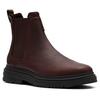 Chelseaboots CLARKS "Badbury", Herren, Gr. 46, braun (dunkelbraun), Leder, elegant, Schuhe, Boots, Winterboots mit modischem Blockabsatz