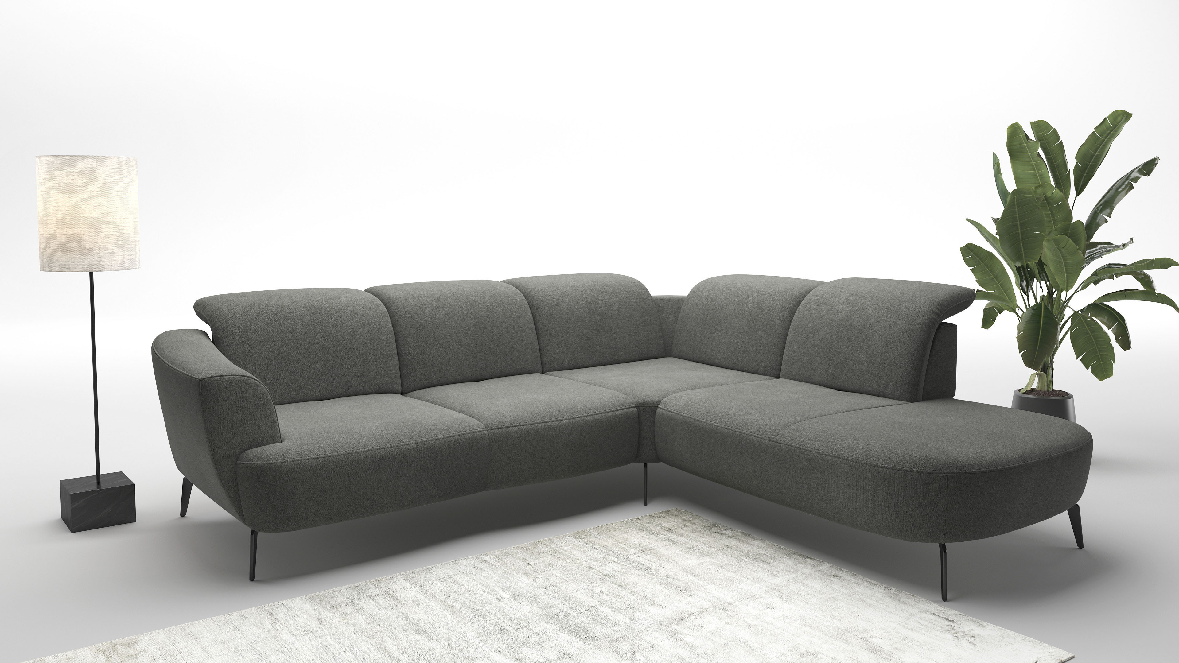 Ecksofa SIT & MORE "Zoe", braun (schlamm), B:300cm H:87cm T:267cm, 95% Polyester, 5% Polyamid, Sofas, ink.Sitztiefenverstellung, wahlweise mit Kopfteilverstellung