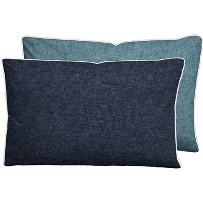 Kissenbezug BIBERNA Gr. 4, blau (dunkelblau, bleu), B:40cm L:80cm, Baumwolle, 100% Baumwolle, Kissenbezüge Image
