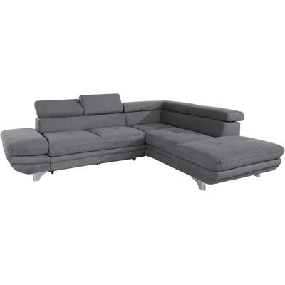 Ecksofa COTTA "Enterprise L-Form", grau (stone), B:273cm H:72cm T:237cm, Struktur (100% Polyester ), Chenille (90% Polyester; 10% Polyamid ), Sofas, mit Arm- & Kopfteilverstellung, wahlweise mit Bettfunktion Image
