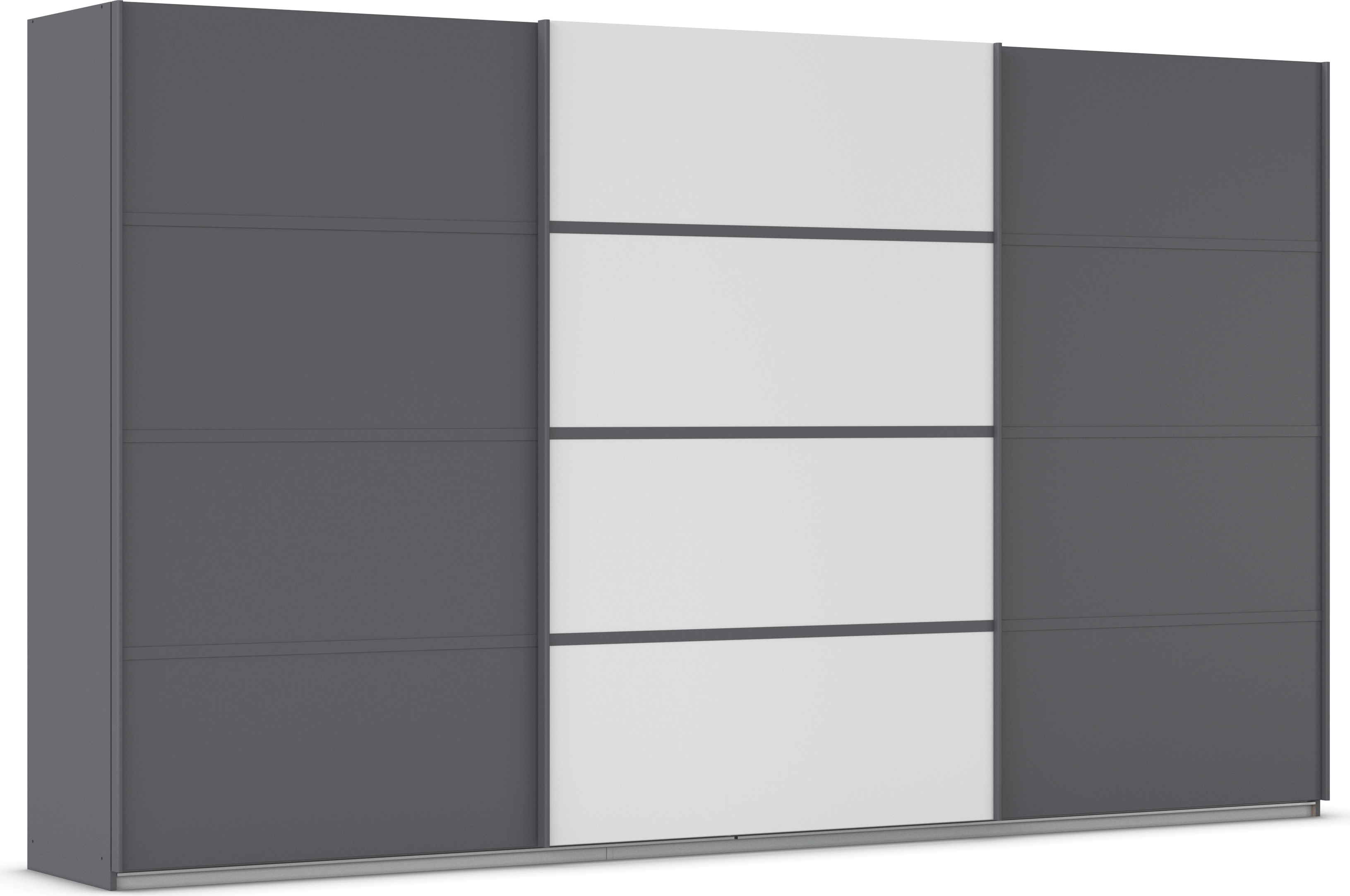 Kleiderschrank RAUCH "Schwebetürenschrank OTTO´s Choice Garderobe Schrank TOP ANGEBOT Avola", grau (graumetallic, alpinweiß, leisten graumetallic), B:360cm H:229cm T:62cm, Holzwerkstoff, Schränke, mit eleganten Zierleisten in Chrom, Schwarz oder... Image