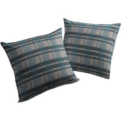 Dekokissen WIRTH "Laufenberg" Gr. 2, blau (petrol, kariert), B:50cm L:50cm, Polyester, Baumwolle, Dekokissen_Sitzkissen_Kissenhüllen, Kissenhülle ohne Füllung, 2 Stück Image