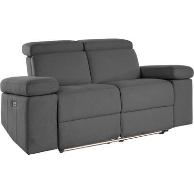 2-Sitzer PLACES OF STYLE "Kilado", grau (anthrazit), B:172cm H:98cm T:99cm, Struktur fein (95% Polyester 5%Nylon), Sofas, mit Relaxfunktion, verstellbarer Armlehne, Kopfteilverstellung Image