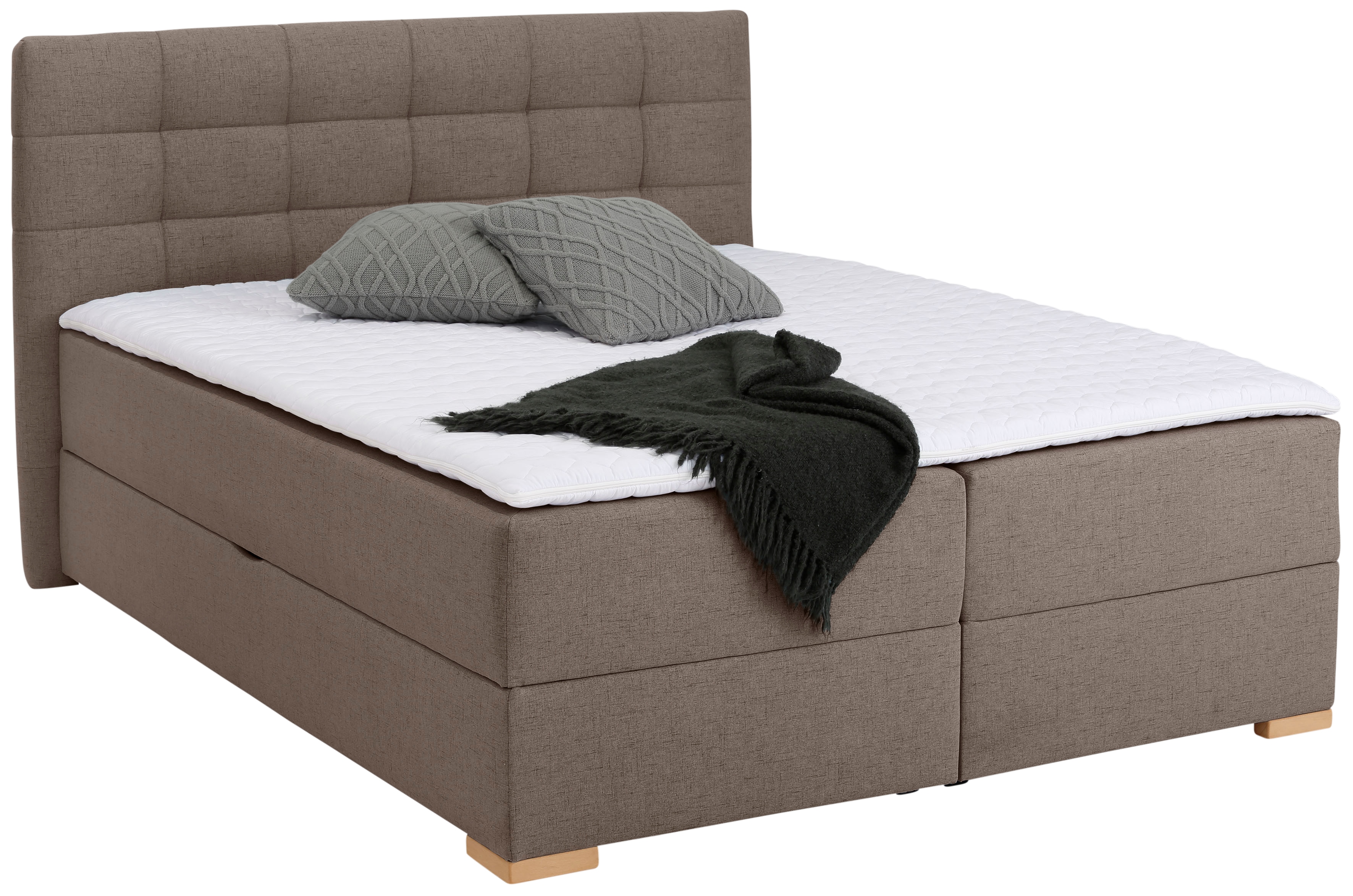 Boxbett HOME AFFAIRE "Olivet", braun (hellbraun), B:174cm L:230cm, Komplettbetten, in 4 Farben, 4 Breiten, 2 Matratzenarten, auch in Überlänge 220 cm Image