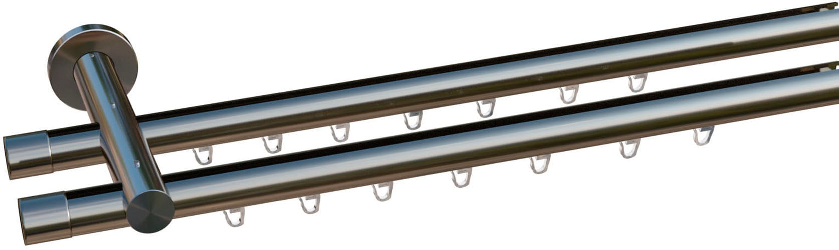 Gardinenstange INDEKO "Consul", silber (edelstahlfarben), L:350cm Ø:20mm, Aluminium, Gardinenstangen, Innenlauf Komplett-Set inkl. Gleitern und Montagematerial Image