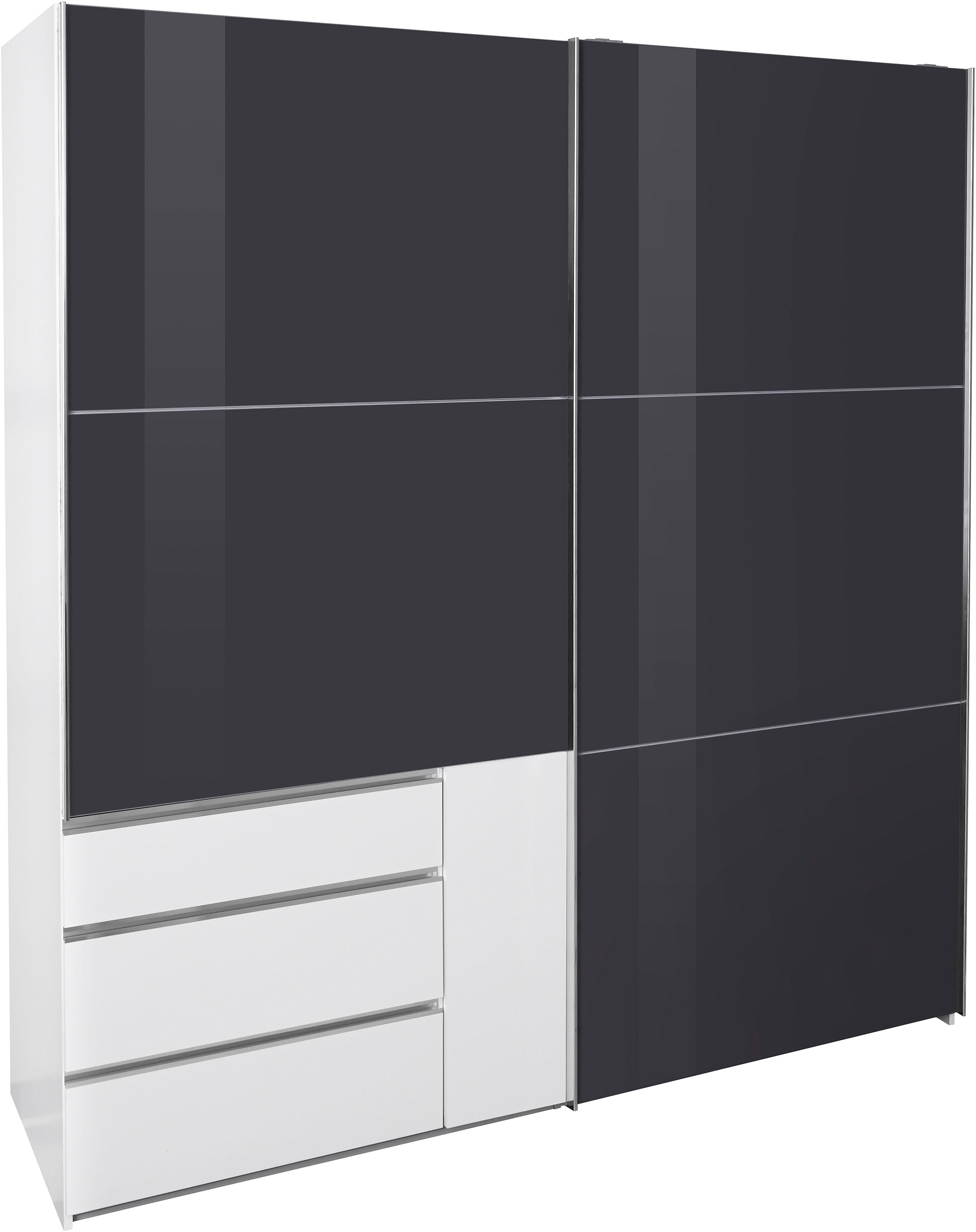 Schwebetürenschrank WIMEX "Level by fresh to go", weiß (weiß, grauglas), B:200cm H:236cm T:65cm, Schränke, Schwebetürenschrank, mit Glastüren Image