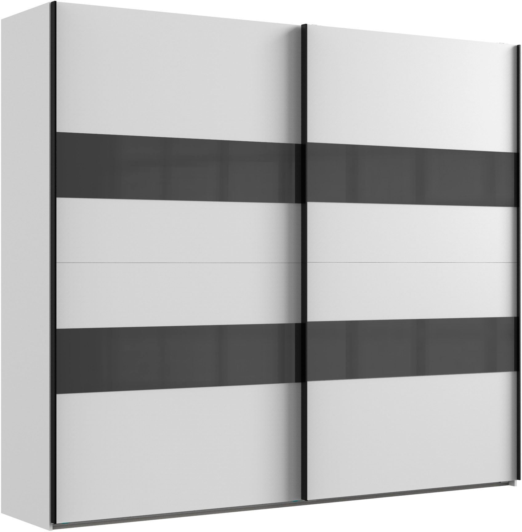 Schwebetürenschrank WIMEX "Altona", weiß (weiß, grauglas), B:270cm H:236cm T:65cm, Spanplatte, Schränke, mit Glaselementen und zusätzlichen Einlegeböden Image