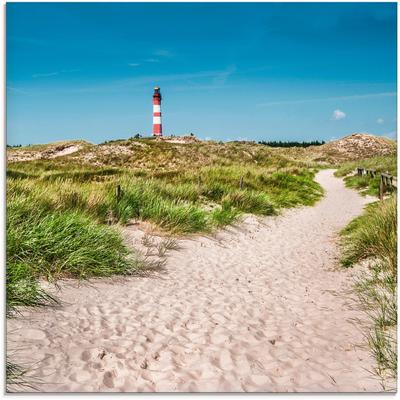 Glasbild ARTLAND "Leuchtturm auf der Insel Amrum", blau (farbe bild(er): blau), B:20cm H:20cm, Bilder, in verschiedenen Größen Image
