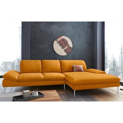 Ecksofa W.SCHILLIG "enjoy&MORE, Designsofa, bequem, zeitlos und elegant, L-Form", gelb (brandy s37), B:340cm H:87cm T:185cm, Chenille-Flachgewebe R66 (85% Polyester, 15% Nylon), Longlife Xtra-Leder Z59: Glattleder mit modischer Prägung. Hautstärke... Image