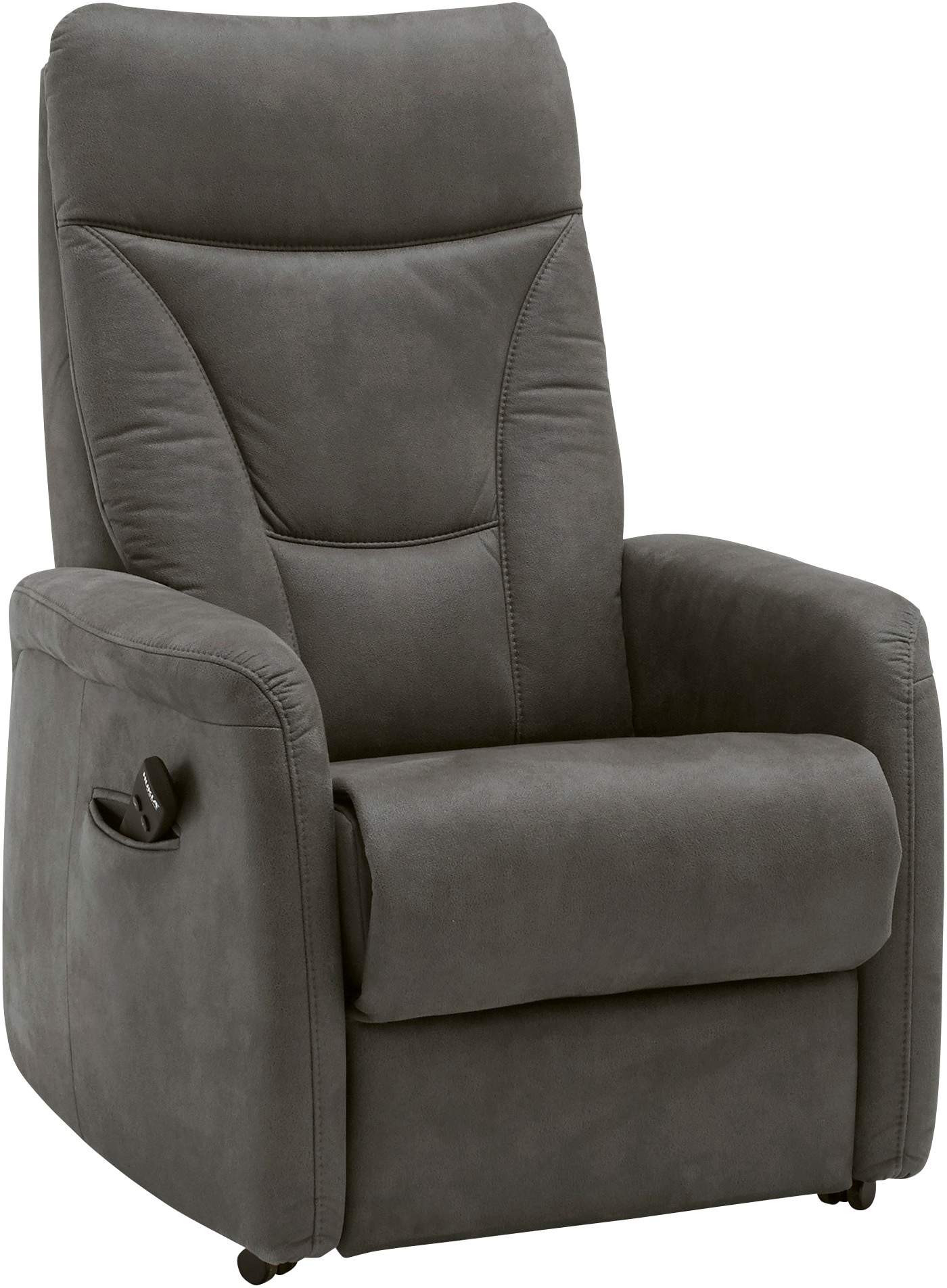 Sessel HUKLA "HU-RV15025", grau (deluxe grau), B:78cm H:108cm T:90cm, Sessel, Funktionssessel Sessel mit Aufstehhilfe Polstersessel, Wahlweise 1- oder 2-motorische Verstellung, inkl. Aufstehhilfe