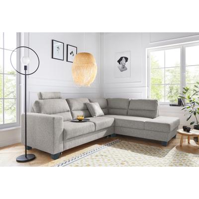 Ecksofa TRENDMANUFAKTUR "Chamber, zeitlos & elegant, bequem, L-Form", grau (quiet grau), B:245cm H:85cm T:203cm, Sofas, inklusive einer Kopfstütze, wahlweise mit Schlaffunktion Image
