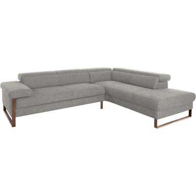 Ecksofa W.SCHILLIG "finn, Designsofa mit tollem Sitzkomfort, bequem, L-Form", grau (steel s22), B:281cm H:71cm T:230cm, Flachgewebe S22 (100% Polyester), Stoff S37 (100% Polyester), Longlife Xtra-Leder Z59: Glattleder mit modischer Prägung.... Image