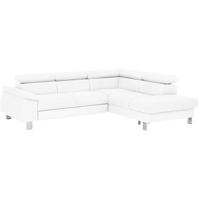 Ecksofa COTTA "Komaris L-Form mit Kopfteilverstellung", weiß, B:249cm H:72cm, Microfaser PRIMABELLE (100% Polyester), Kunstleder SOFTLUX, Feinstruktur (100% Polyester), Kunstleder SOFTLUX/Struktur (100% Polyester), NaturLEDER, Sofas, wahlweise mit... Image