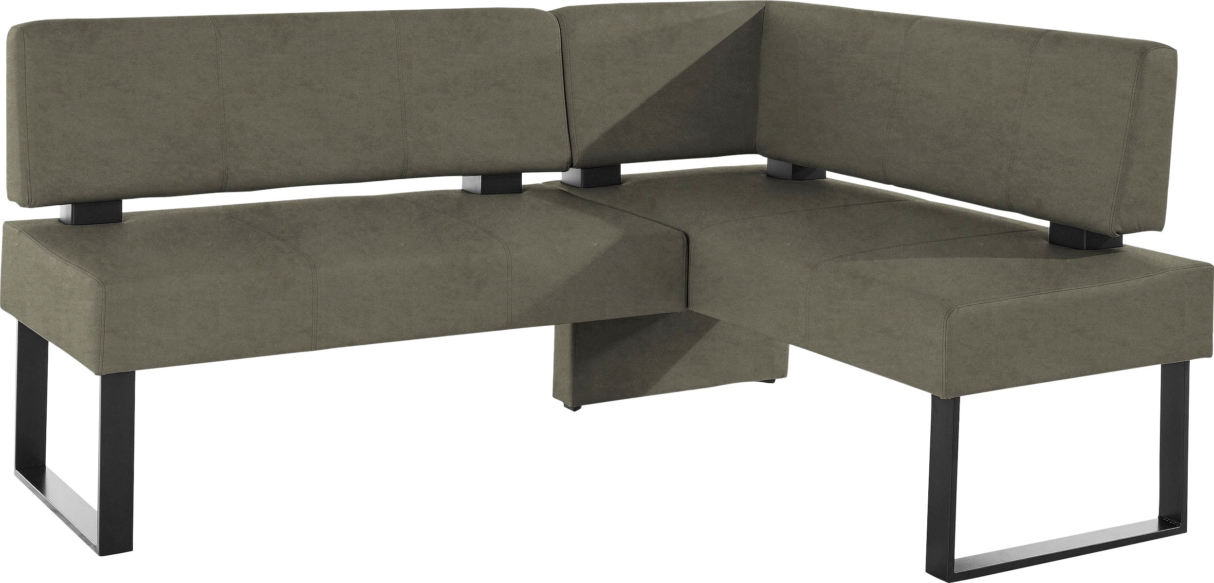 Eckbank HOME AFFAIRE "Oliver mit Metallgestell, Küchenbank", grün (khakifarben (arizona 4421), schwarz), B:220cm H:89cm T:160cm, Holzwerkstoff, Massivholz, Polyester, Sitzbänke, verschiedene Bezüge Cord Esszimmerbank OTTOs Choice