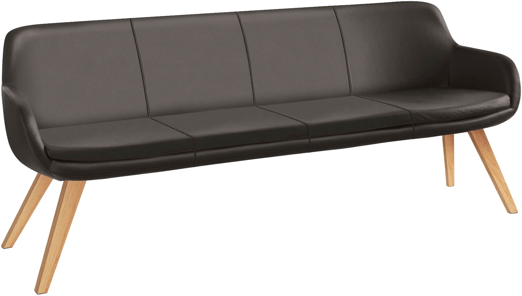 Essbank MUSTERRING "Tavia", braun (dunkelbraun, eiche bianco), B:200cm H:87cm T:66cm, Sitzbänke, Essbank, Stativgestell aus Eiche bianco massiv, Breite 180, 200 oder 220 cm