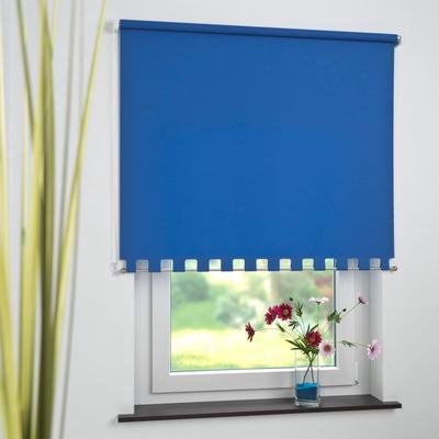 Seitenzugrollo LIEDECO Gr. 1, blau, B:62cm H:180cm, Polyester, Rollos, Volantrollo - eckiger Volant, Fixmaß Image