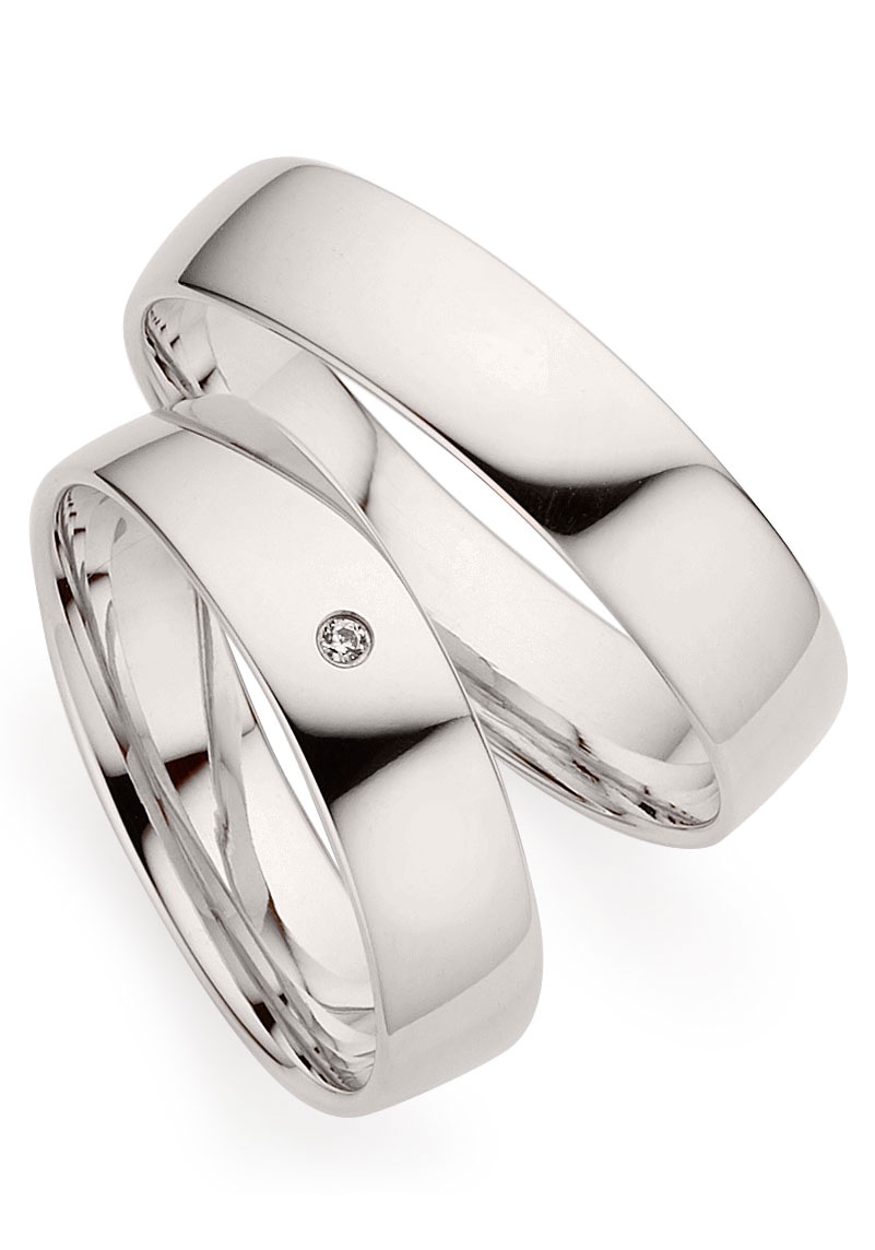 Trauring PHÖNIX "Schmuck Geschenk Partnerring Ehering Trauring Silber 925" Gr. 64, silber (silberfarben), Fingerringe, Damen, 64, 0,01 SI = kleine Einschlüsse mit Brillant, Silber 925 (Sterlingsilber), 5mm, Made in Germany - wahlweise mit oder ohne... Image