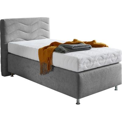 Boxspringbett "Sigma", grau, B:135cm L:210cm, Bezug Bett: Microvelours (100% Polyester) oder Feinstruktur (100% Polyester), Bezug Bonnell-Federkernmatratze: 100% Polyester, Bezug Kaltschaummatratze: 100% Polyester, Bezug... Image