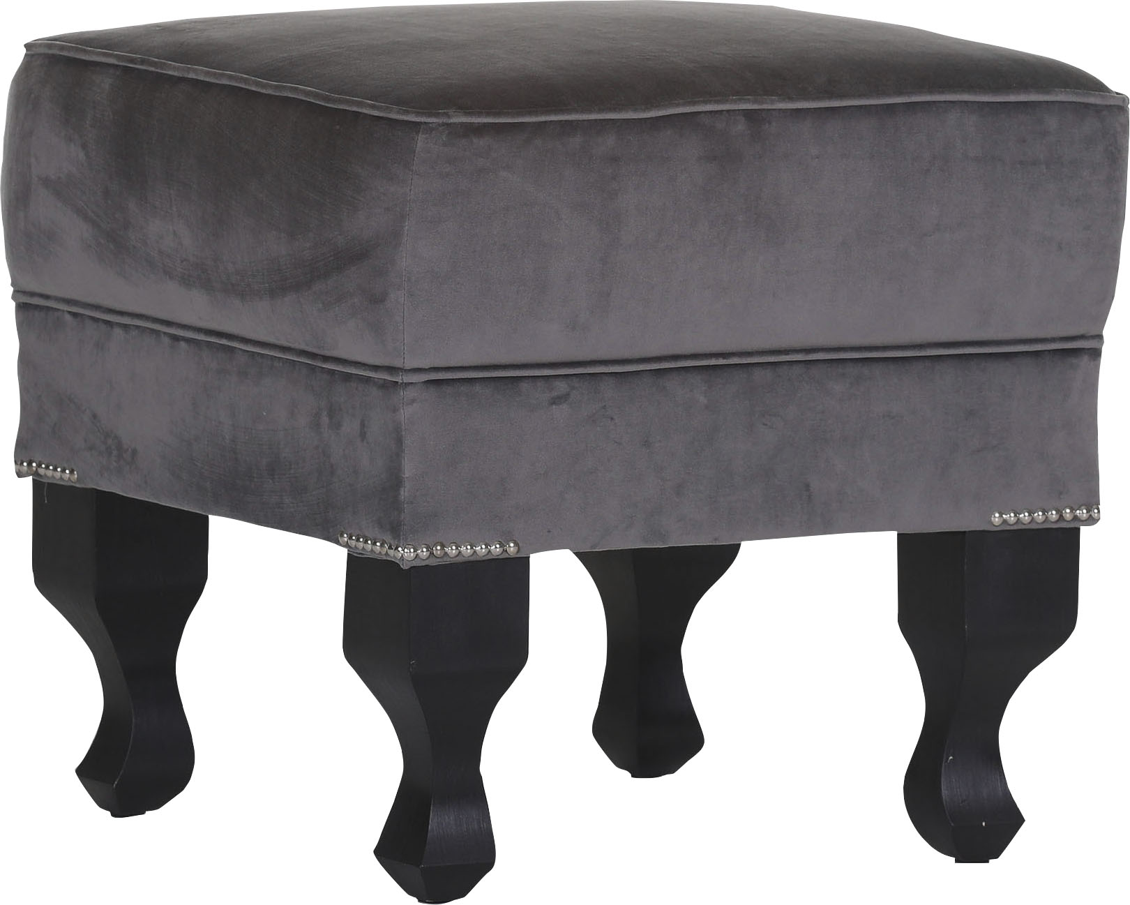 Hocker GUTMANN FACTORY "New Barock", grau, B:55cm H:46cm T:55cm, 100% Polyester, Hocker, Sitzhocker