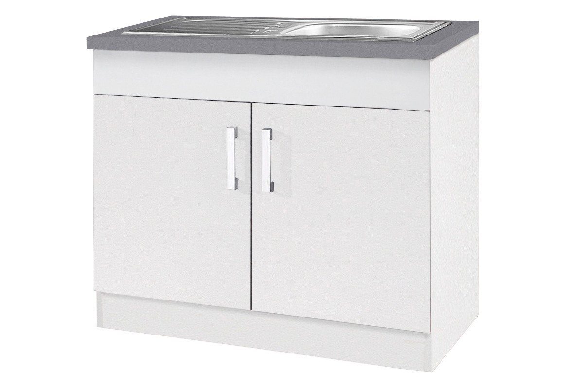 Spülenschrank KOCHSTATION "KS-Toronto, Breite 100 cm", schwarz-weiß (anthrazit, weiß), B:100cm H:85cm T:60cm, Spanplatte, Schränke Image